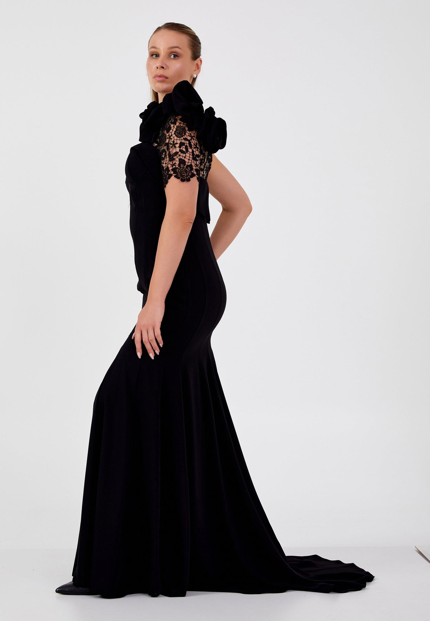 One Shoulder Maxi Tulle Mermaid Plus Size Wedding Guest Dress Black - Unit Price: 113$