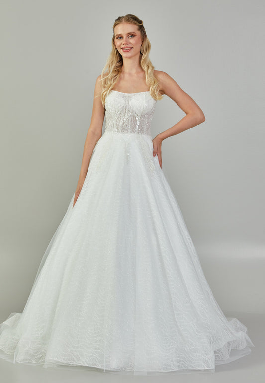 Strapless Maxi Tulle Regular Wedding Dress Ecru - Unit Price: 334$