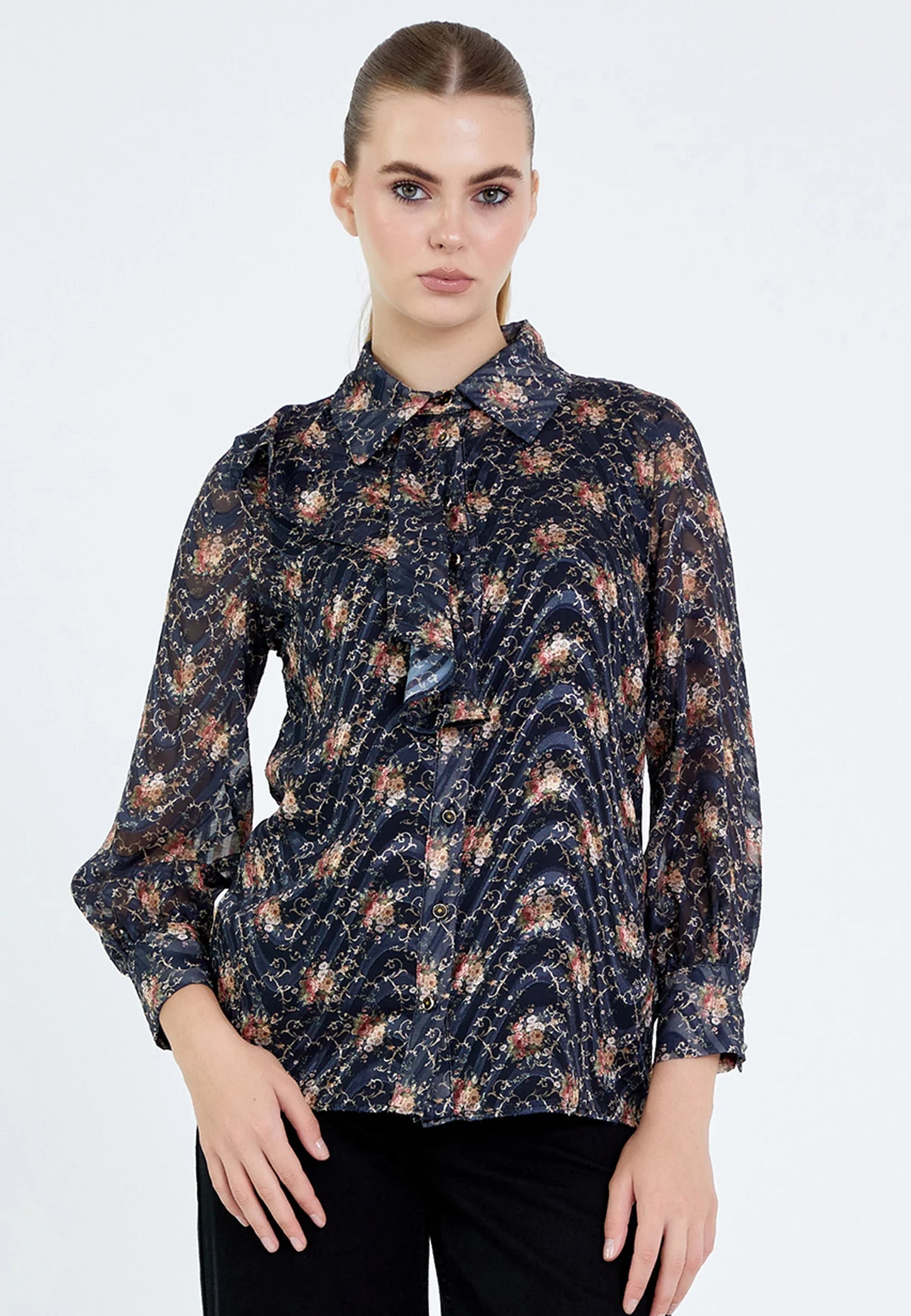 Long Sleeve Floral Regular Blouse Unit Price: $37.00