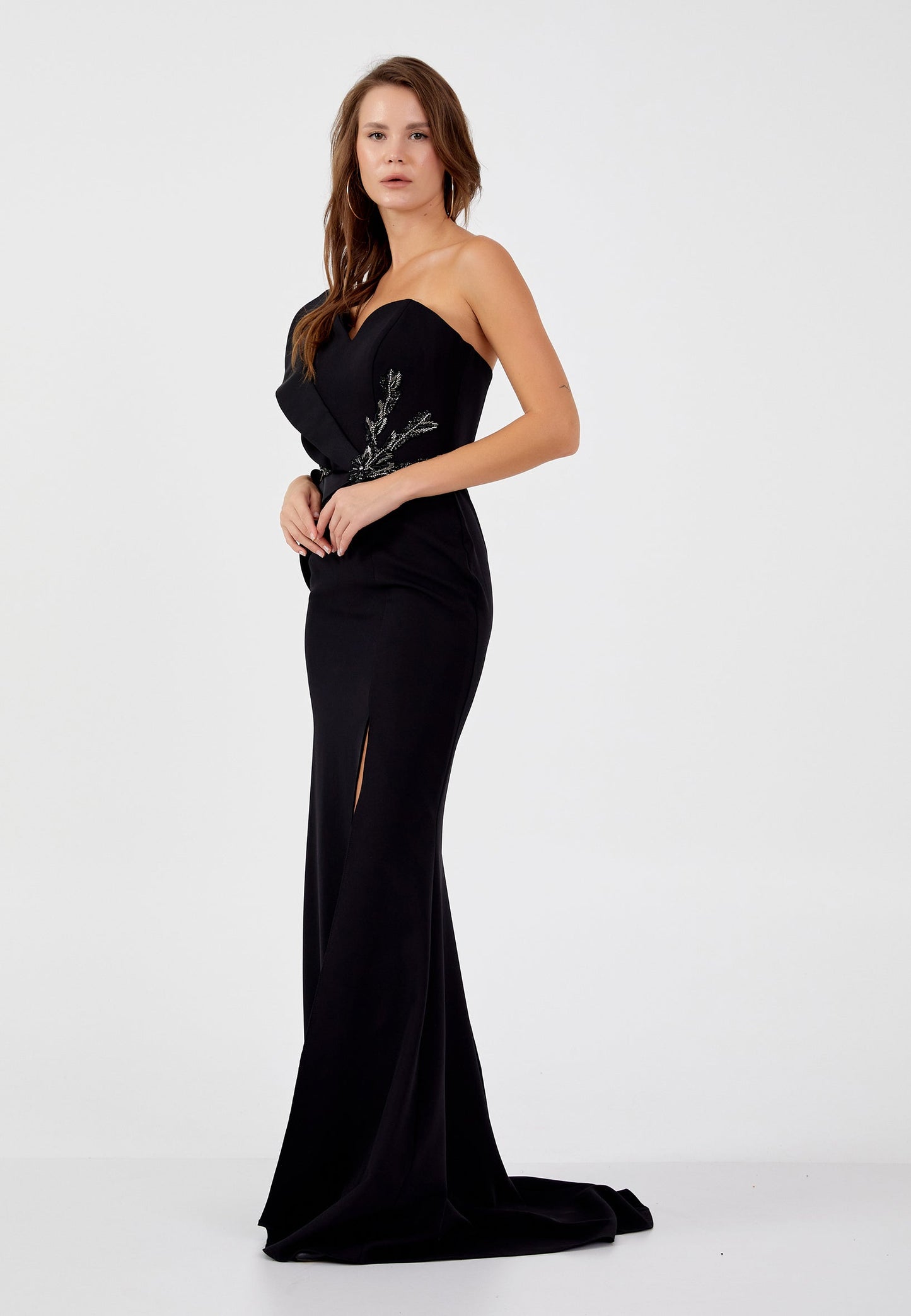 Strapless Maxi Viscose Mermaid Regular Wedding Guest Dress Black - Unit Price: 140$