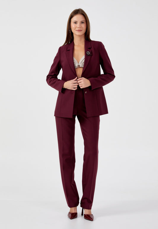 Long Sleeve Regular Suit Burgundy - Unit Price: 83$