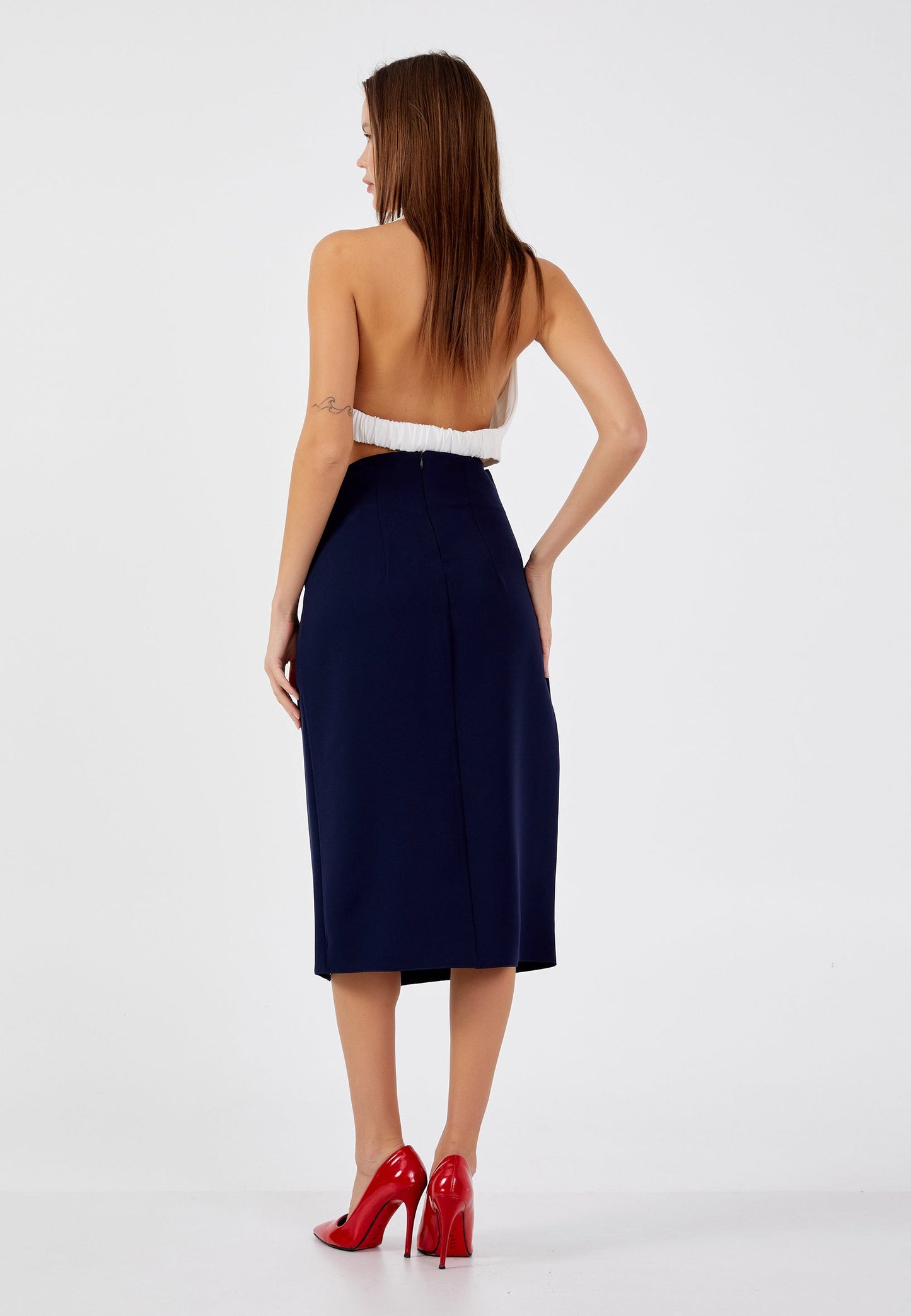 Midi Solid Color Regular Skirt Navy - Unit Price: 24$