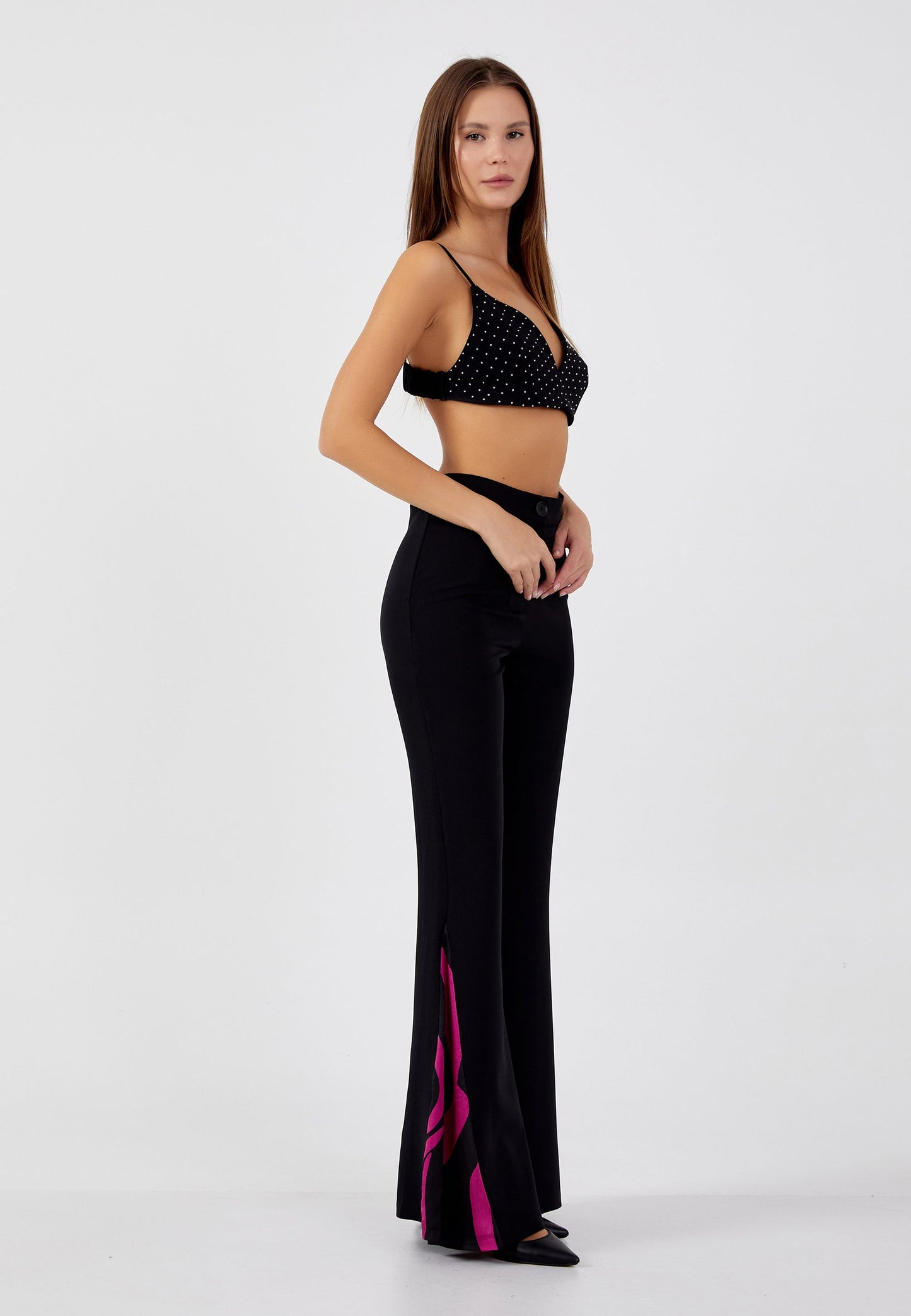 Regular Fit Regular Pants Black-Fuchsia - Unit Price: 23$