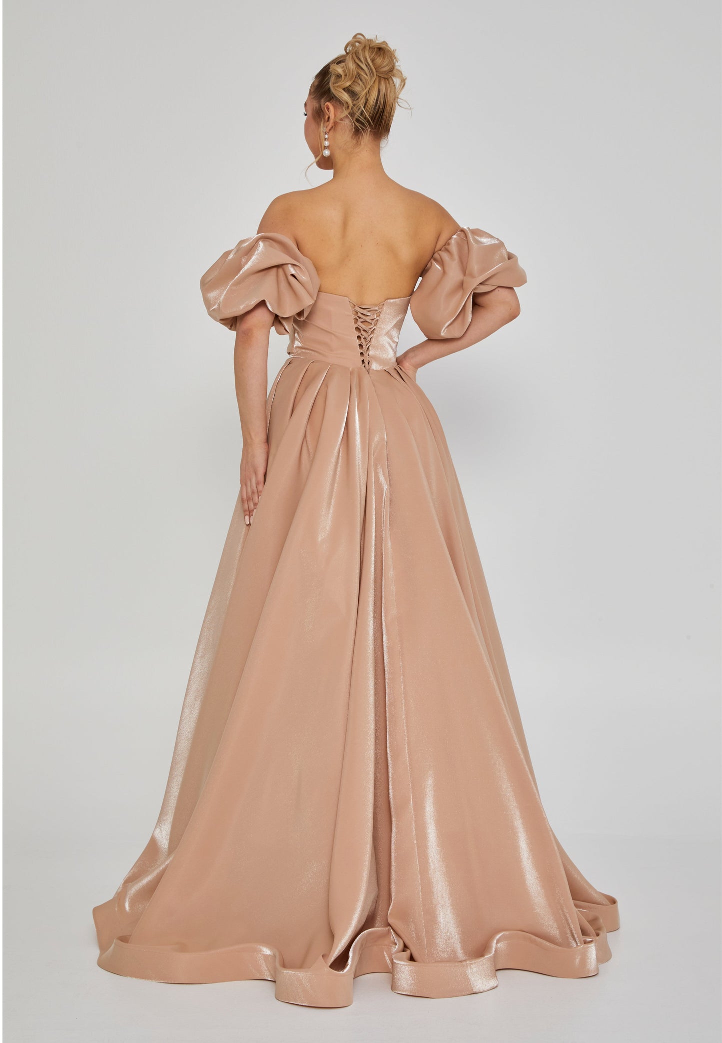 Off Shoulder Maxi Polyester Regular Engagement Dress Beige - Unit Price: 240$