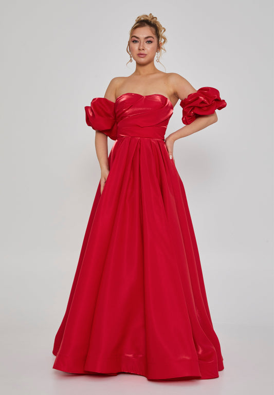 Off Shoulder Maxi Polyester Regular Engagement Dress Red - Unit Price: 240$