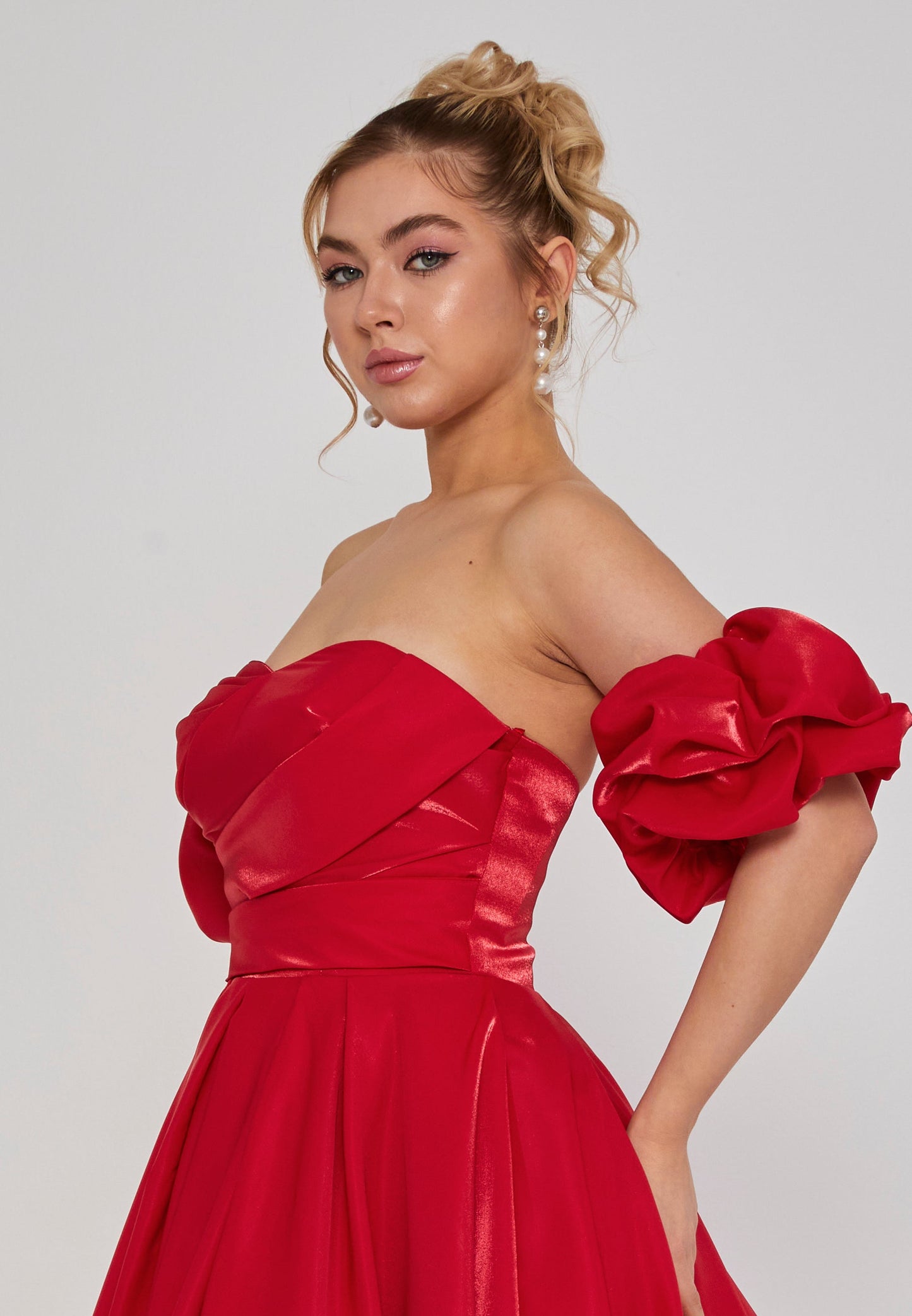 Off Shoulder Maxi Polyester Regular Engagement Dress Red - Unit Price: 240$