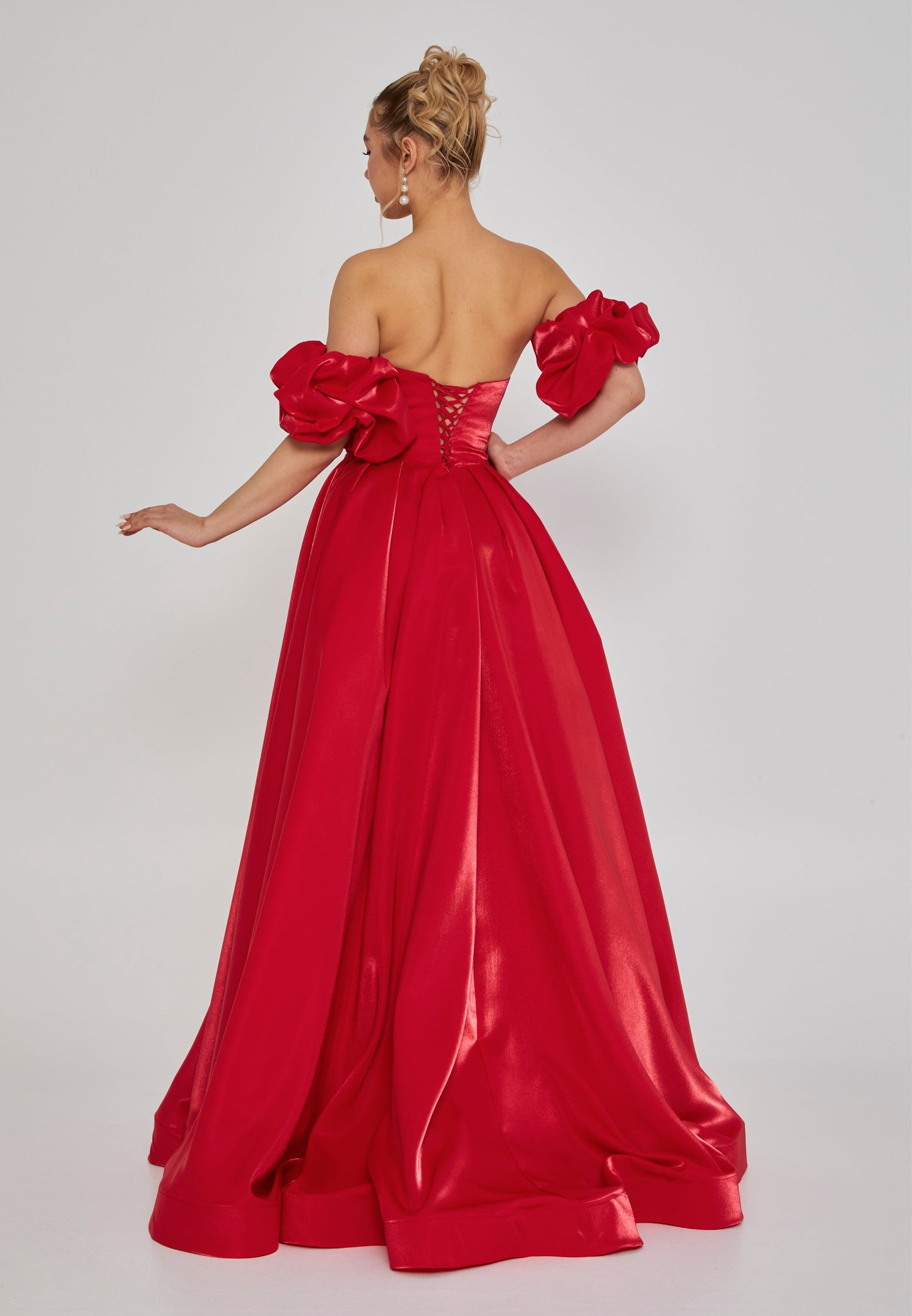 Off Shoulder Maxi Polyester Regular Engagement Dress Red - Unit Price: 240$