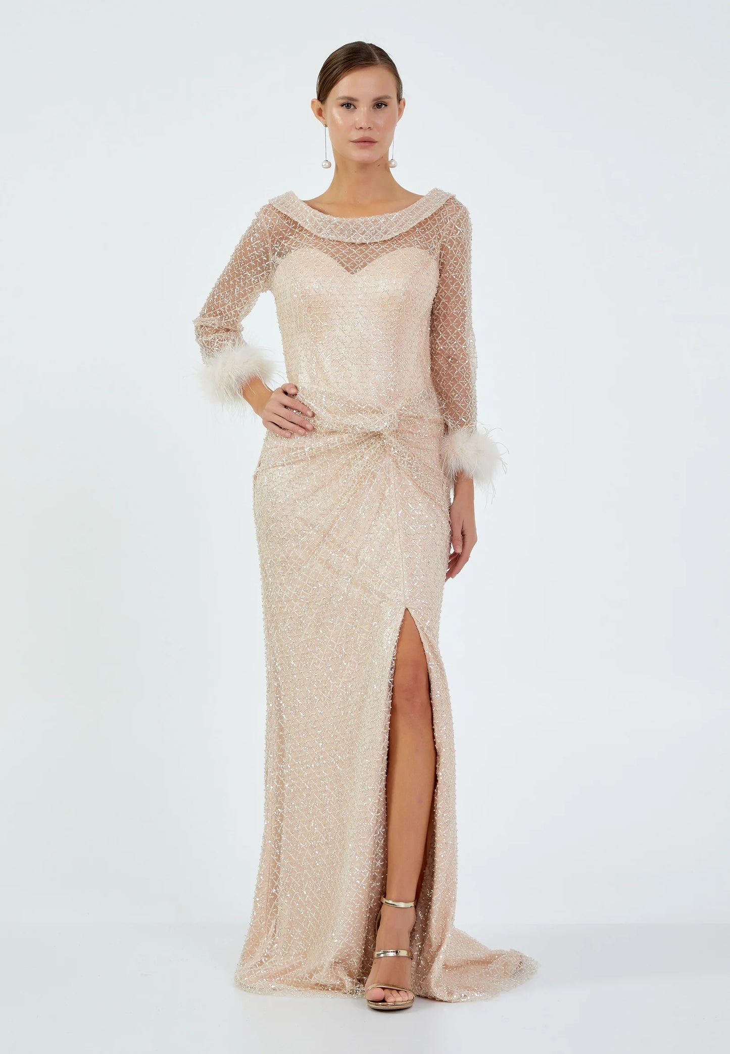 Long Sleeve Maxi Tulle Mermaid Regular Wedding Guest Dress Unit Price: $130.00