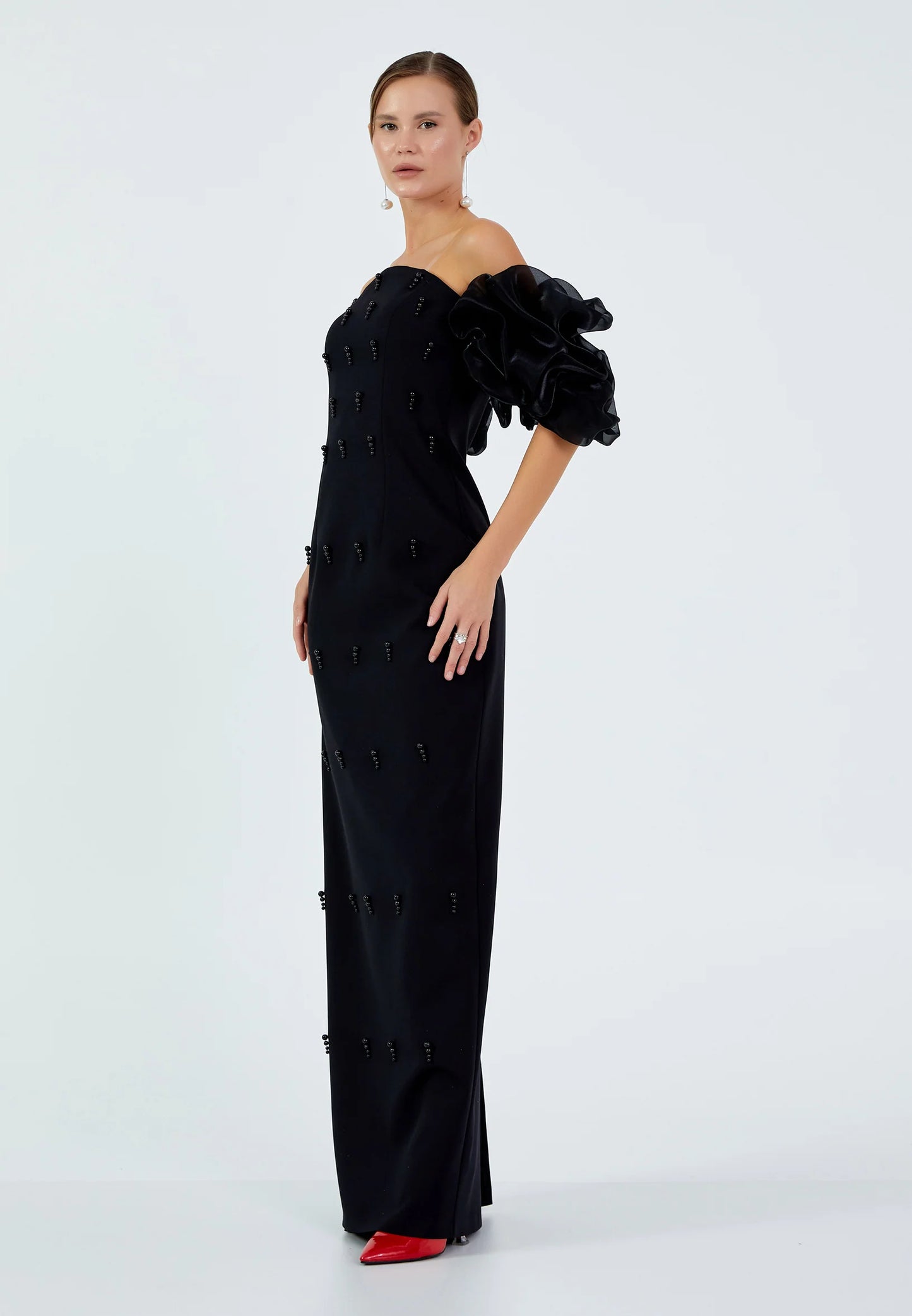 Off Shoulder Maxi Regular Viscose Column  Wedding Guest Dress Unit Price: $84.00