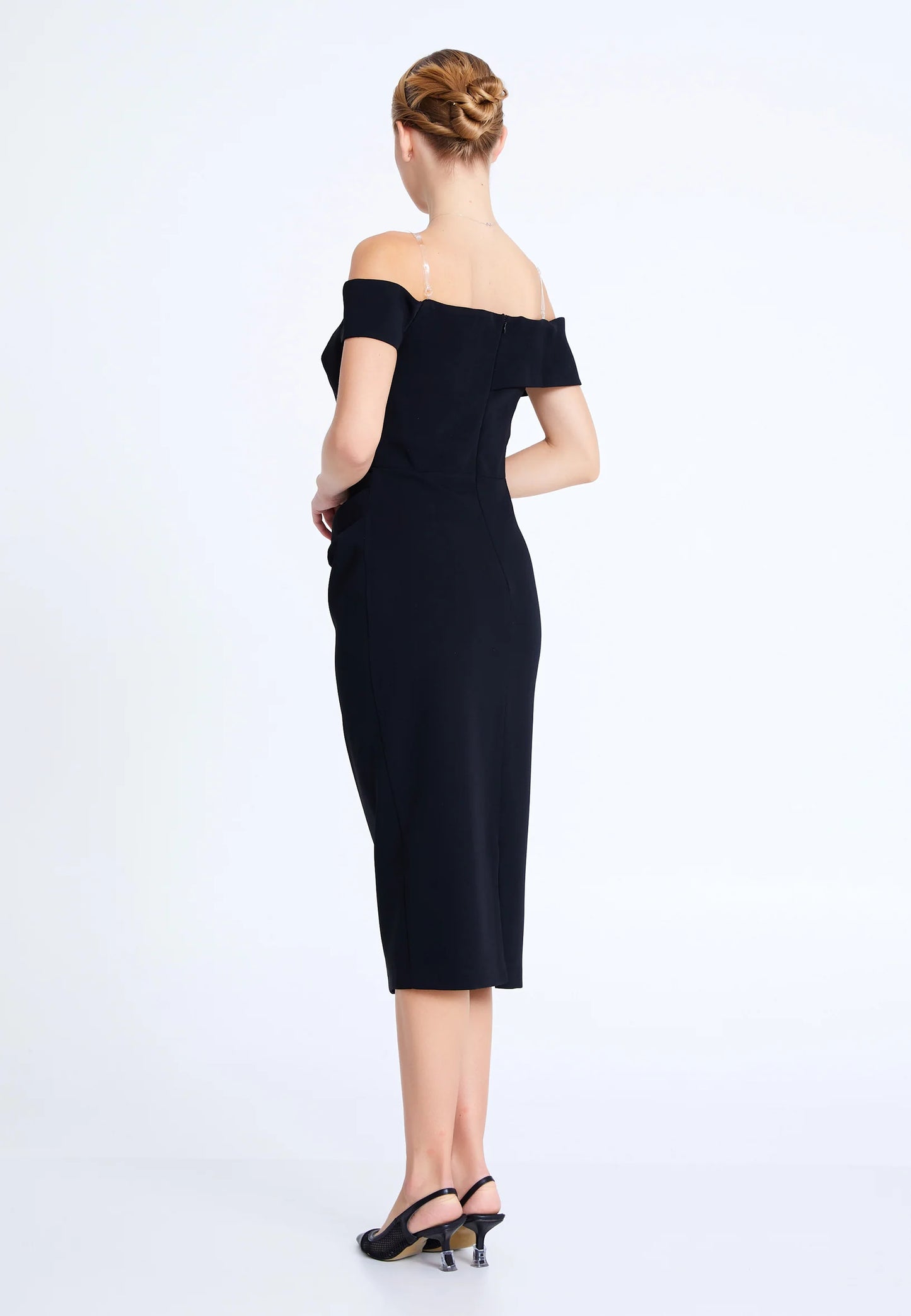 Off Shoulder Midi Viscose Column Regular Evening Dress Unit Price: $45.00