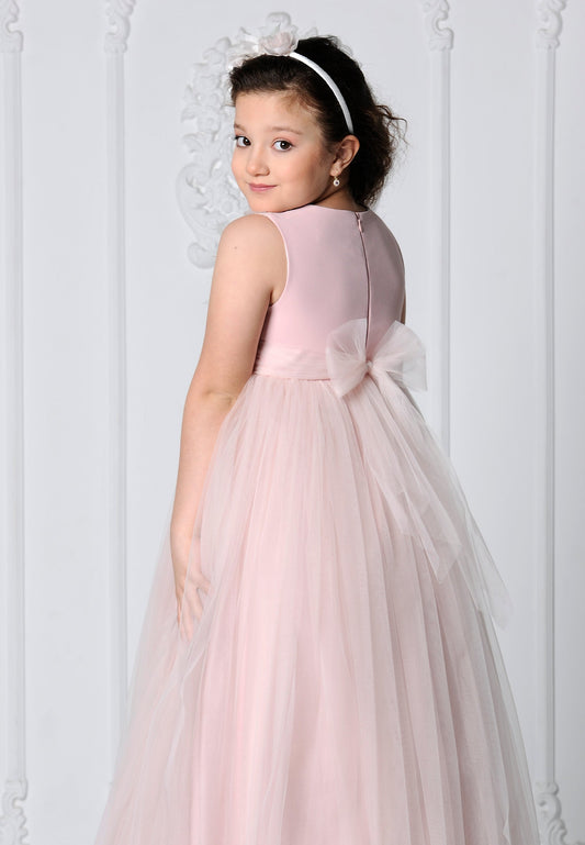 Girl Sleeveless Tulle Floral A - Line 8 - 12 Ages Special Occasion Dress Powder Pink - Unit Price: 32$