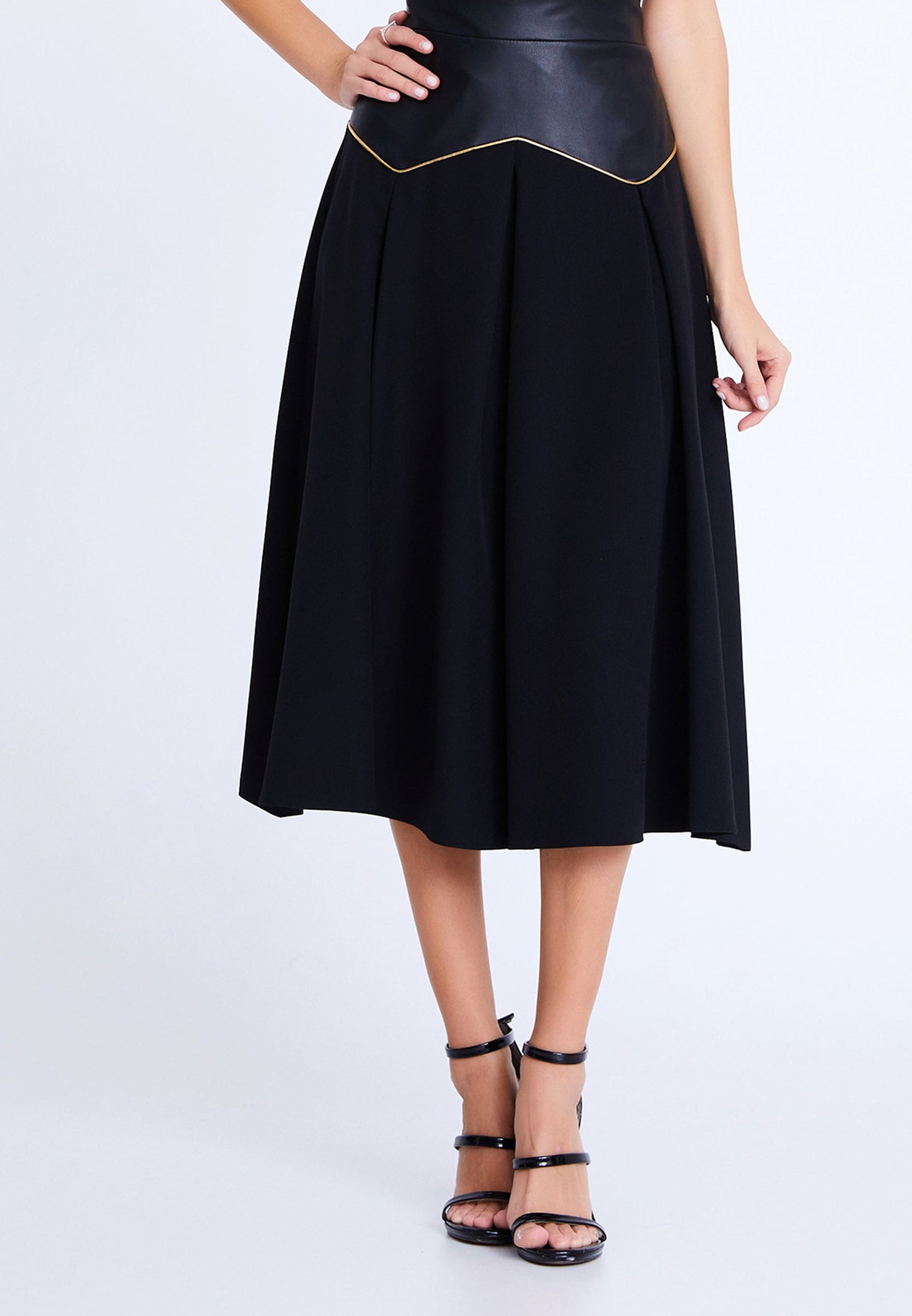 Midi Solid Color Regular Skirt Black - Unit Price: 20$