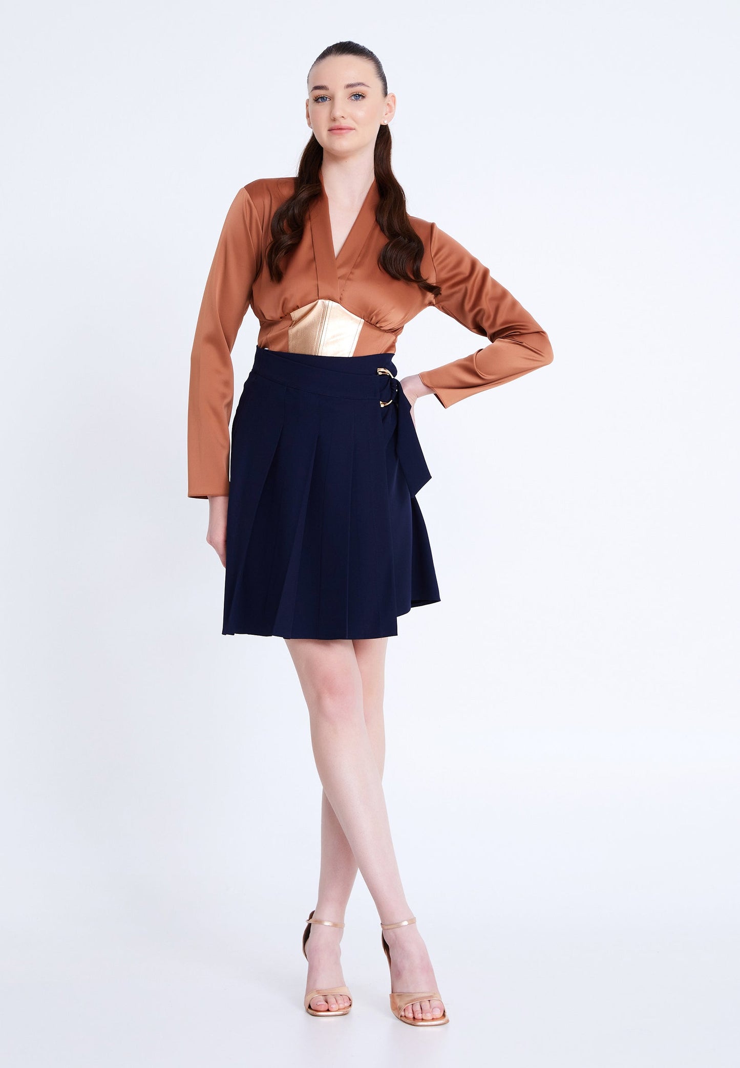 Mini Solid Color Regular Skirt Navy - Unit Price: 19$