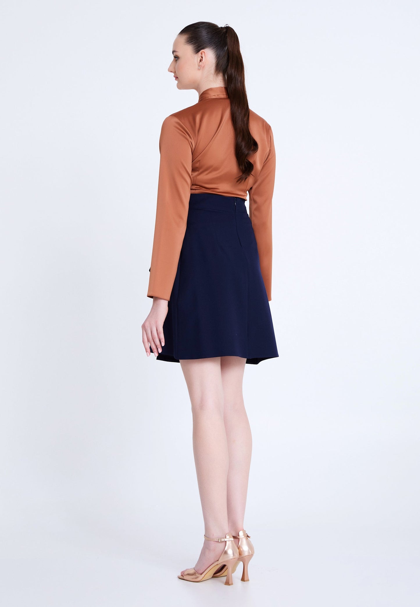 Mini Solid Color Regular Skirt Navy - Unit Price: 19$