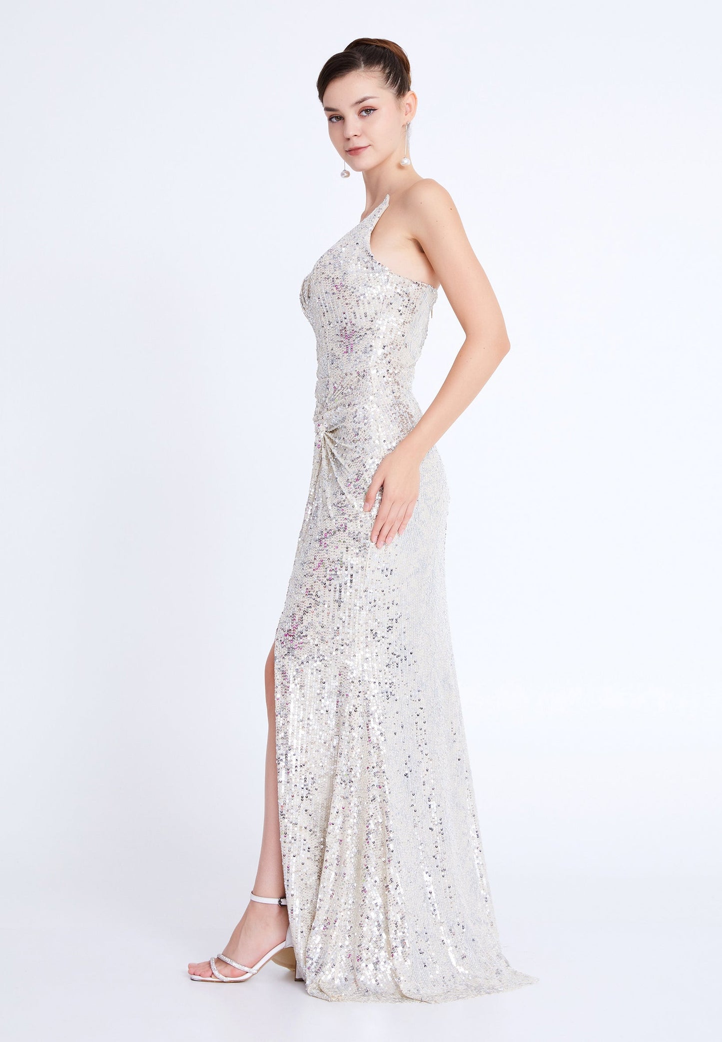 Strapless Maxi Sequin Mermaid Regular Wedding Guest Dress Beige - Unit Price: 90$