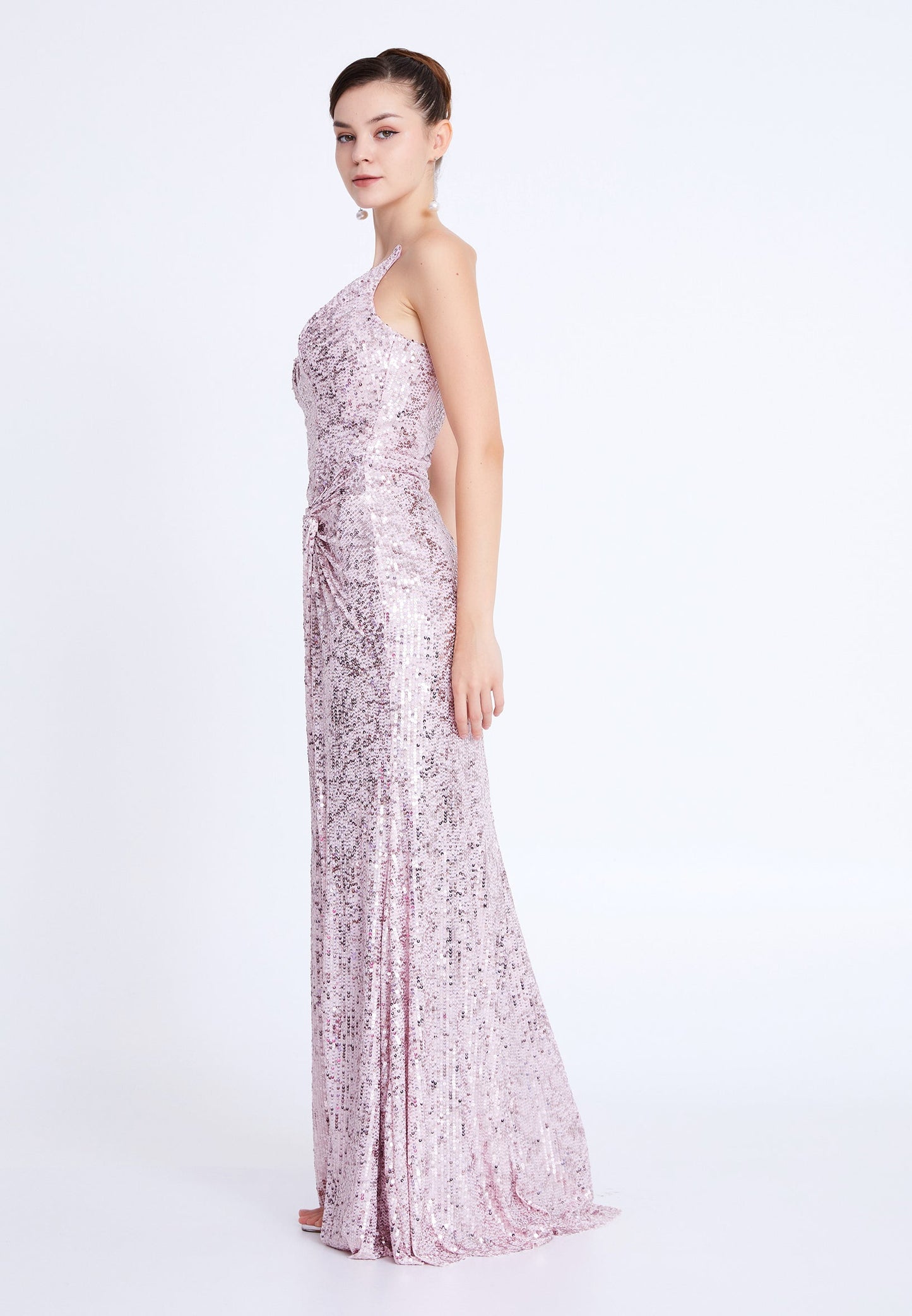 Strapless Maxi Sequin Mermaid Regular Wedding Guest Dress Powder Pink - Unit Price: 90$