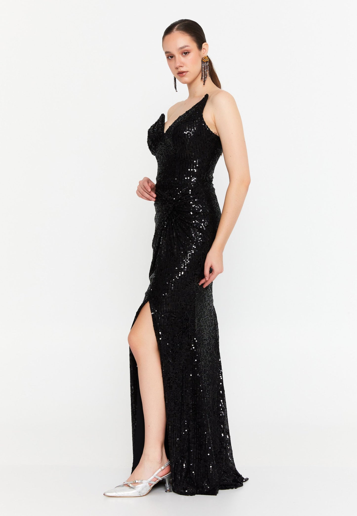 Strapless Maxi Sequin Mermaid Regular Wedding Guest Dress Black - Unit Price: 90$