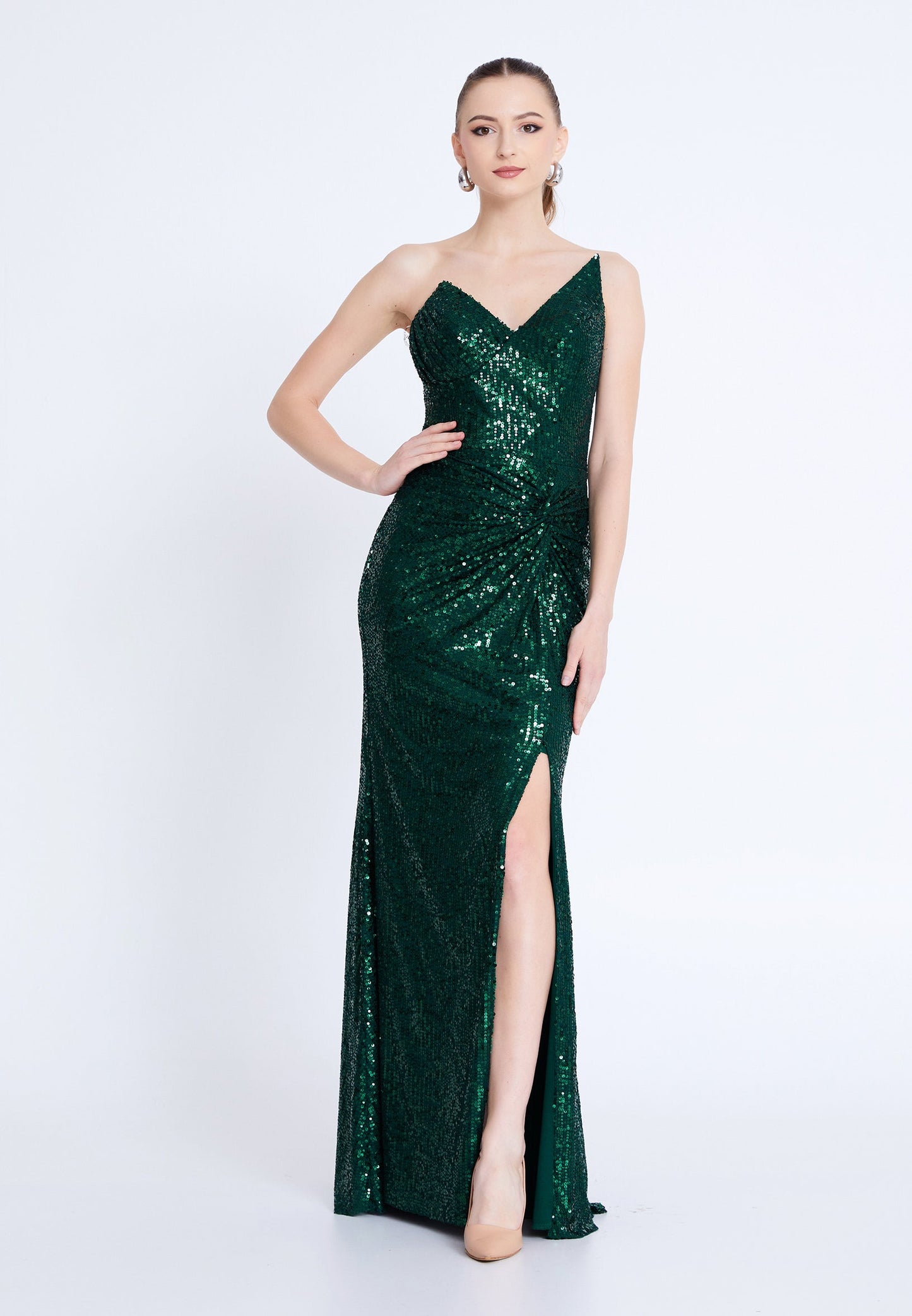 Strapless Maxi Sequin Mermaid Regular Wedding Guest Dress Emerald Green - Unit Price: 90$