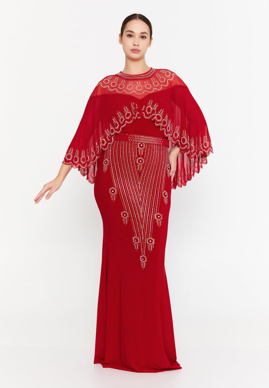 Short Sleeve Maxi Lycra Mermaid Plus Size Evening Dress Red - Unit Price: 69$