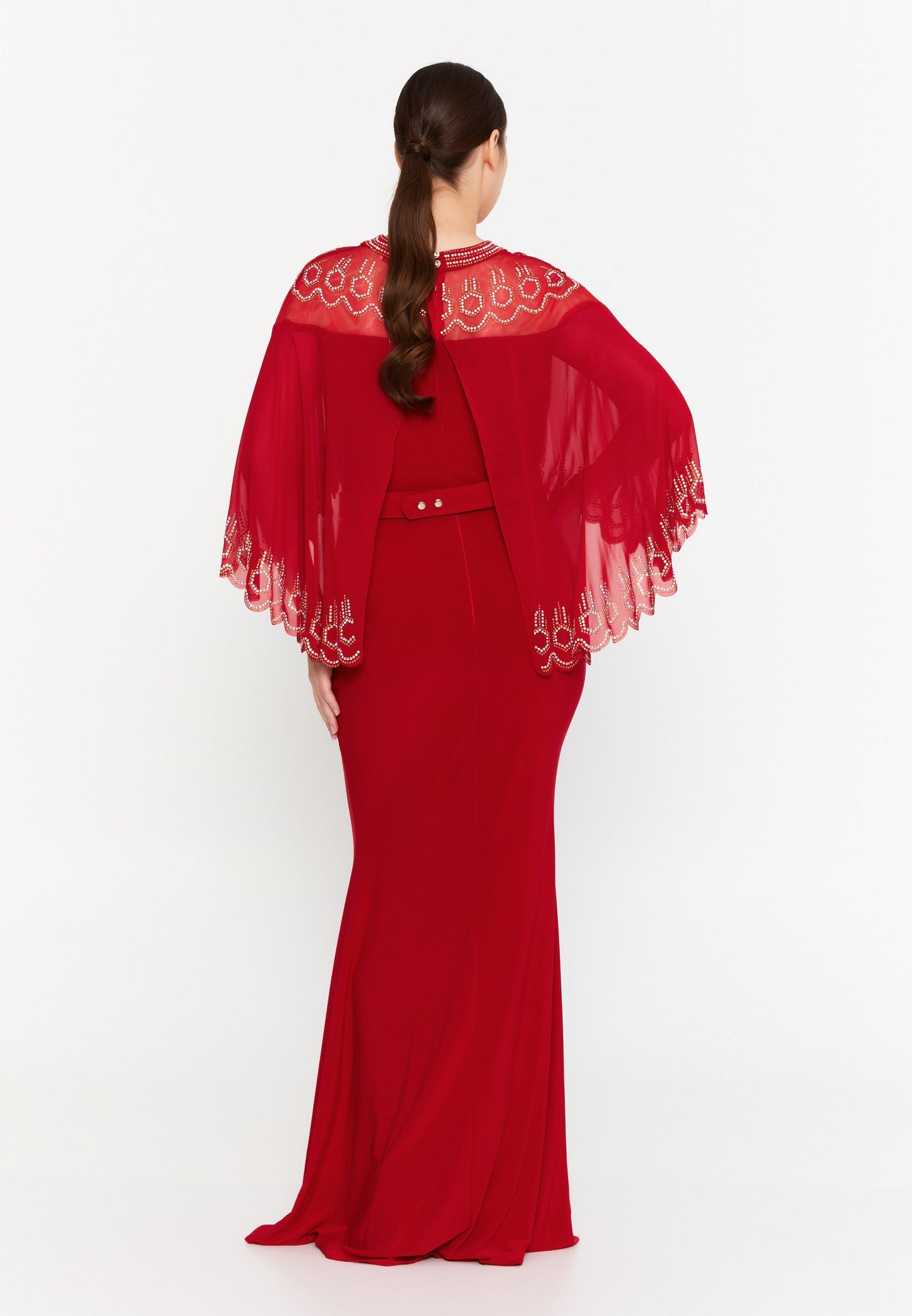 Short Sleeve Maxi Lycra Mermaid Plus Size Evening Dress Red - Unit Price: 69$