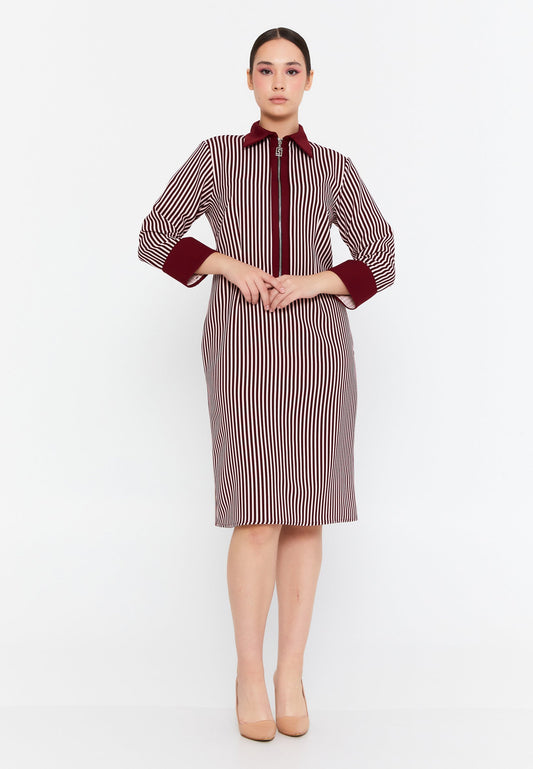 Long Sleeve Midi Viscose Column Plus Size Casual Dress Plum-Powder Pink - Unit Price: 38$