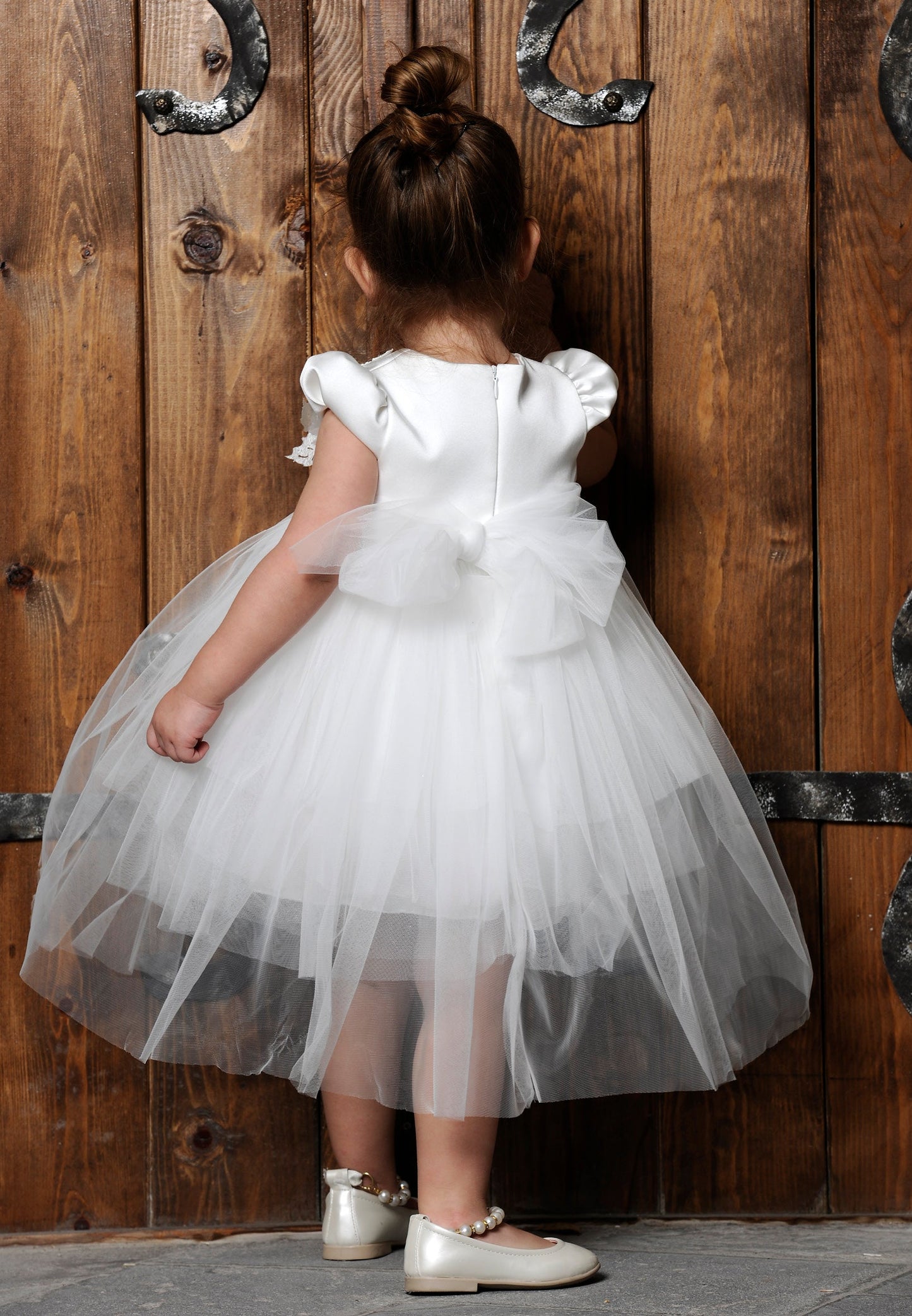 Baby Girl Short Sleeve Tulle Floral A - Line 6 - 36 Months Special Occasion Dress White - Unit Price: 19$