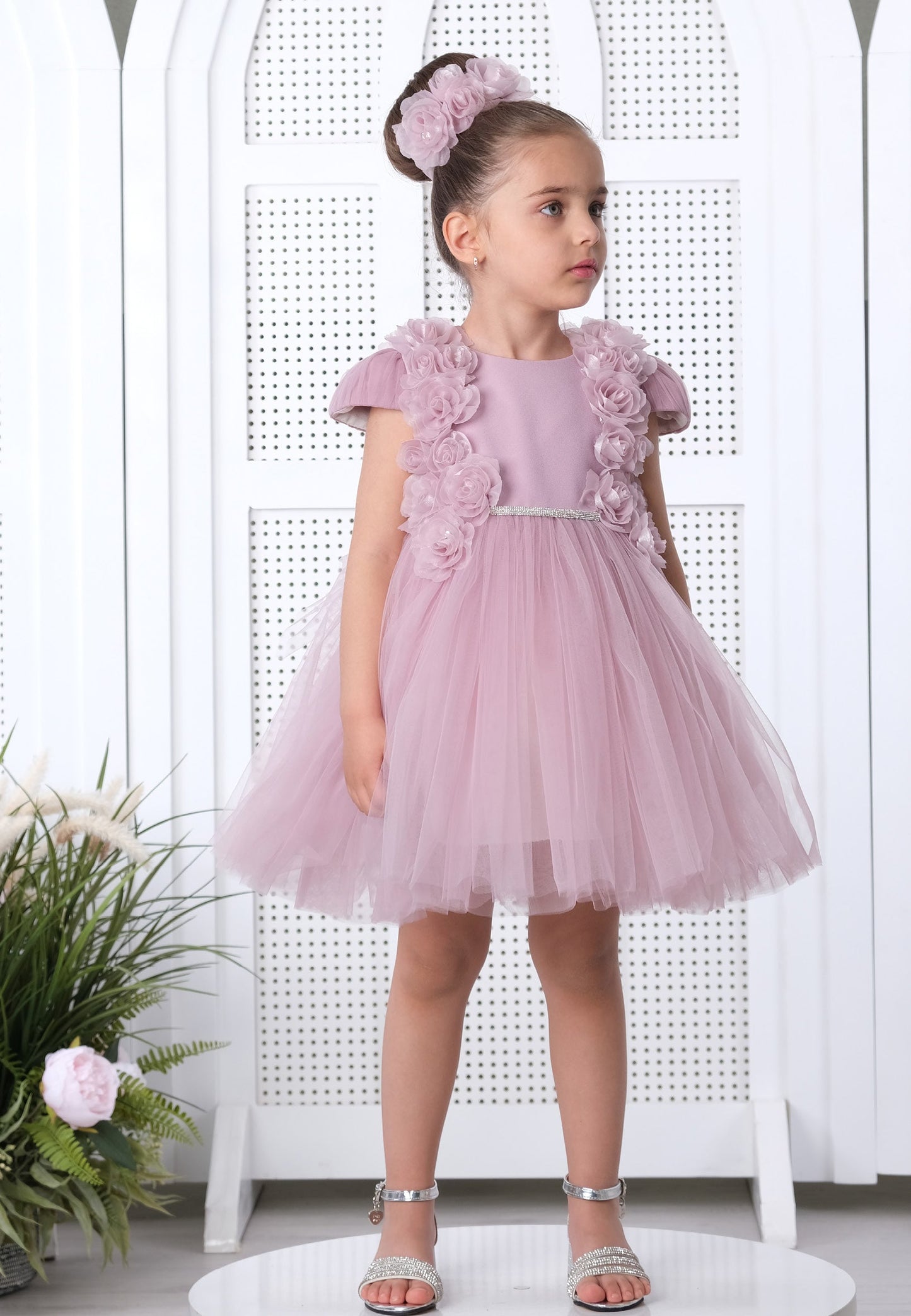 Baby Girl Short Sleeve Tulle Floral A - Line 6 - 36 Months Special Occasion Dress Lavender - Unit Price: 27$