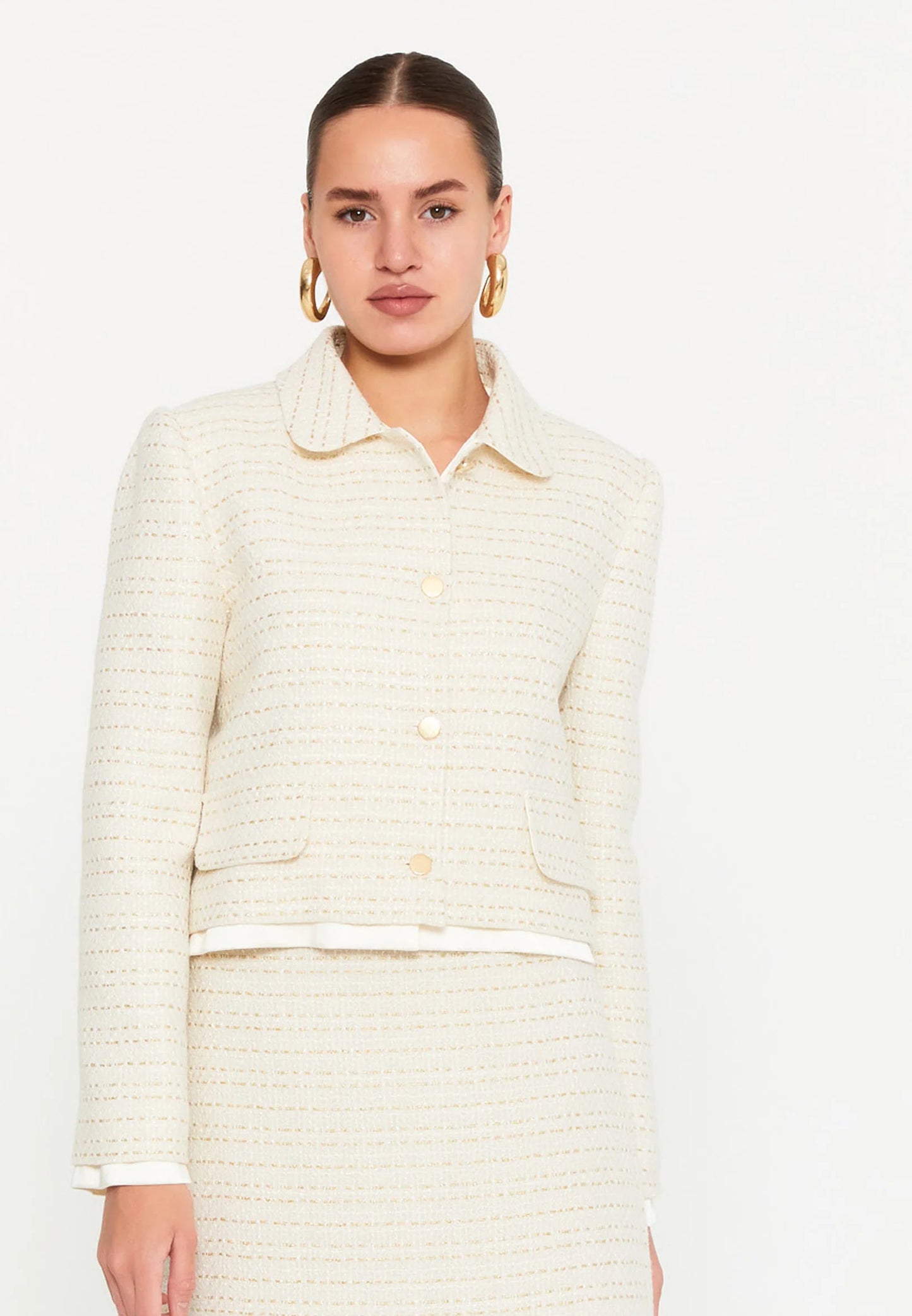 Long Sleeve Tweed Solid Color Regular Two-Piece Outfit Unit Price: $59.00