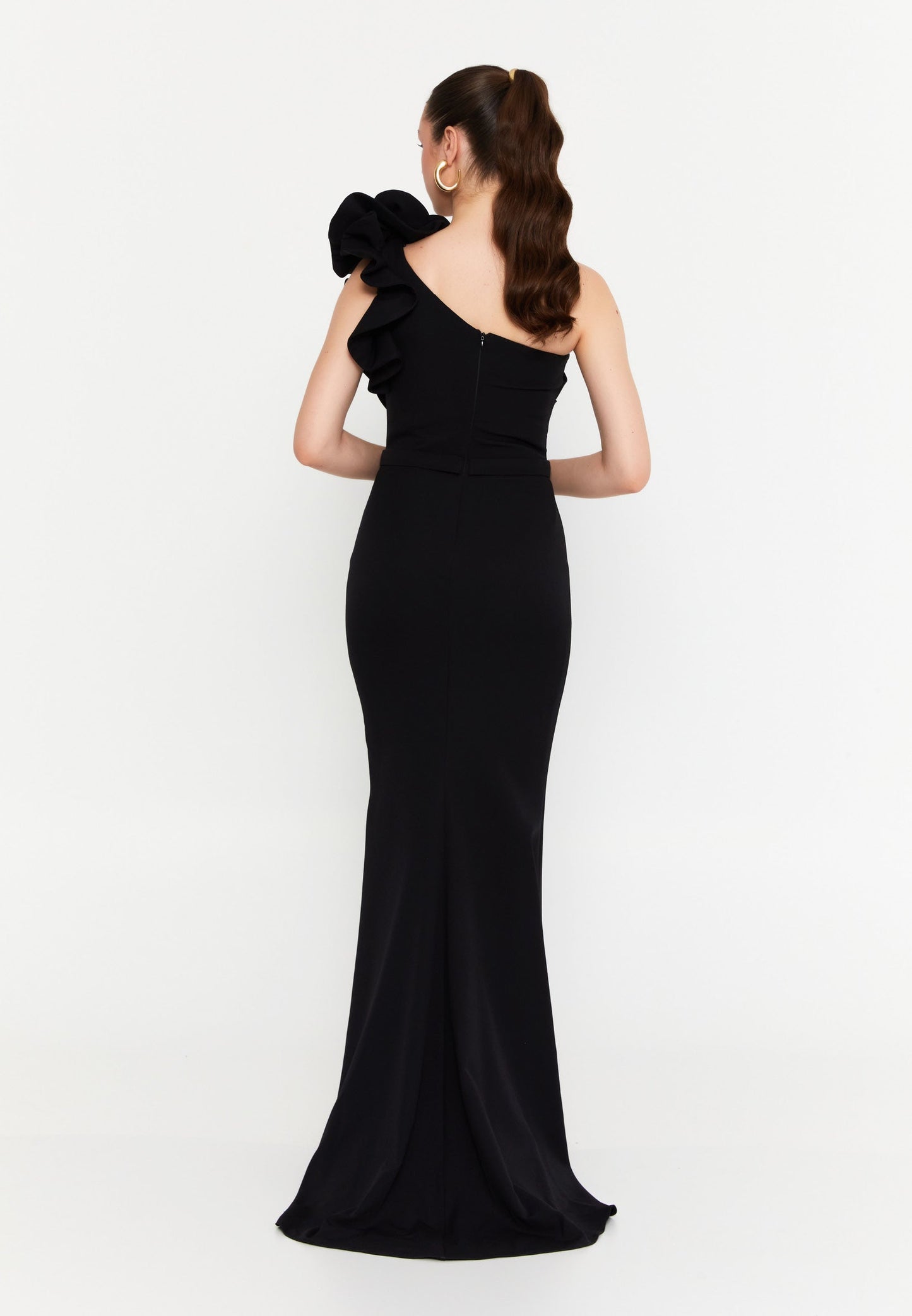 One Shoulder Maxi Viscose Mermaid Regular Wedding Guest Dress Black - Unit Price: 110$