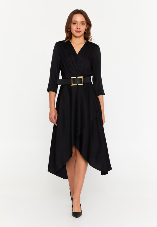 Mid-Length Midi Viscose Column Regular Casual Dress Black - Unit Price: 49$