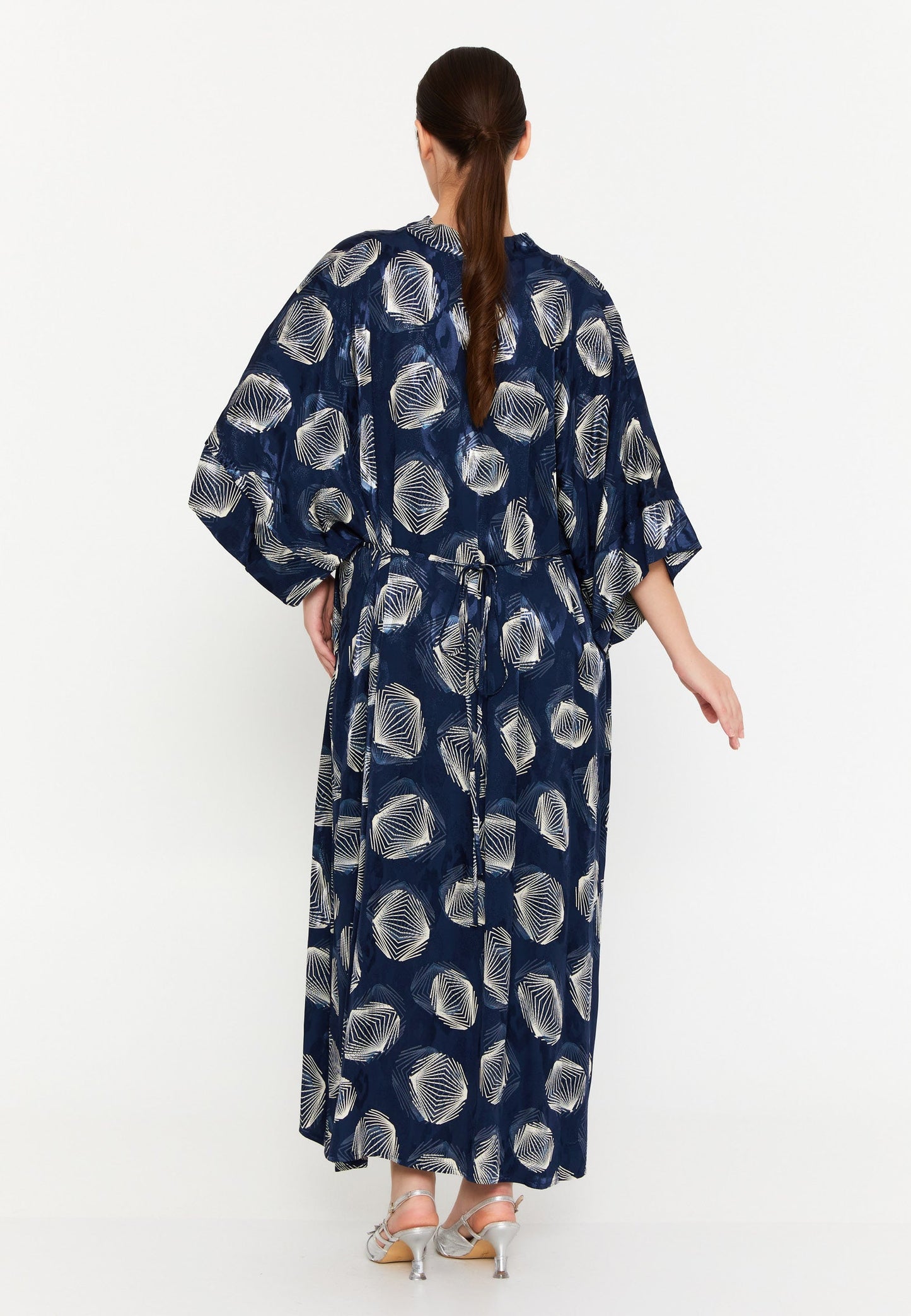 Mid-Length Midi Satin Column Plus Size Casual Dress Navy - Unit Price: 31$