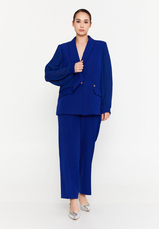 Long Sleeve Plus Size Suit Saxe Blue - Unit Price: 48$