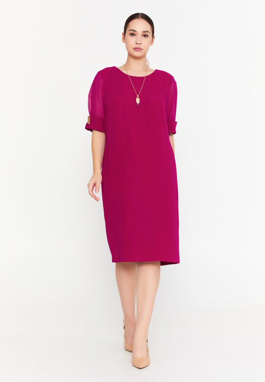 Mid-Length Midi Viscose Column Plus Size Casual Dress Fuchsia - Unit Price: 48$