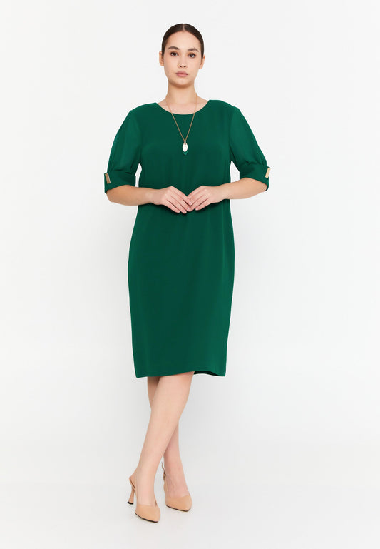 Mid-Length Midi Viscose Column Plus Size Casual Dress Dark Green - Unit Price: 48$