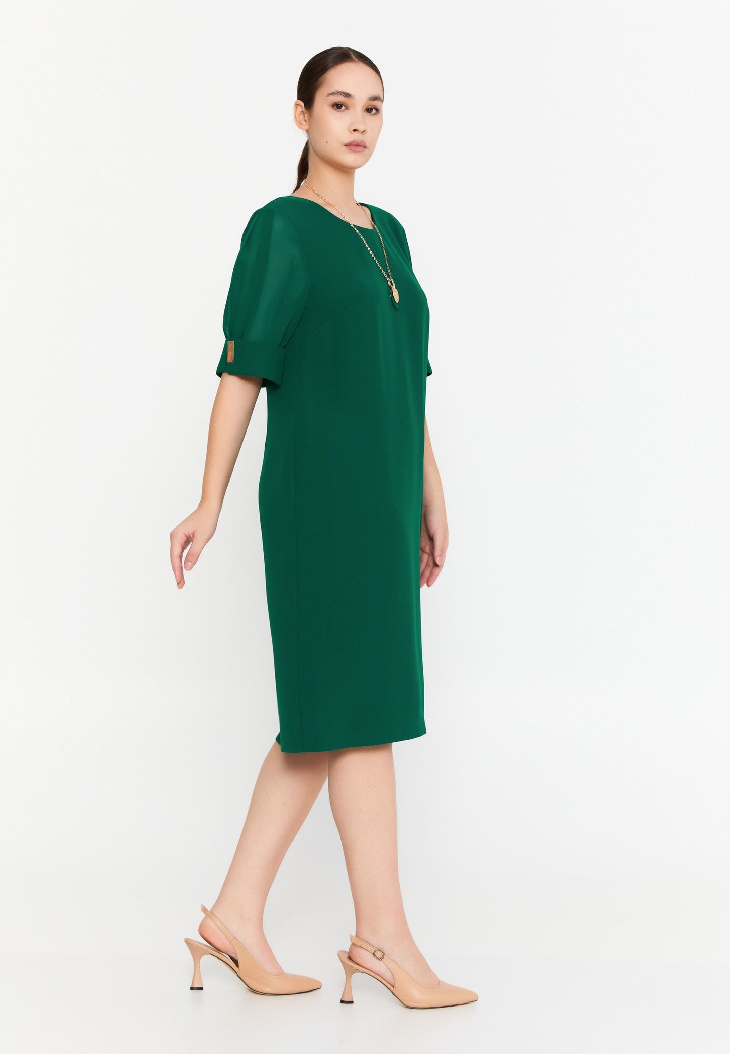 Mid-Length Midi Viscose Column Plus Size Casual Dress Dark Green - Unit Price: 48$