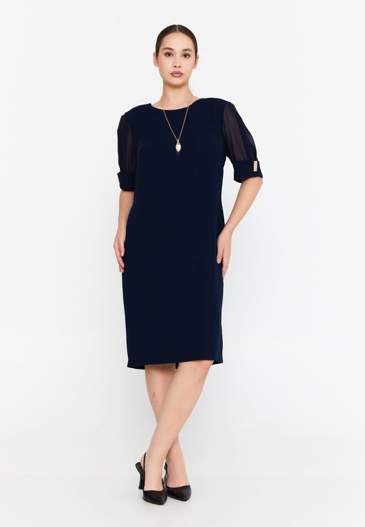 Mid-Length Midi Viscose Column Plus Size Casual Dress Navy - Unit Price: 48$