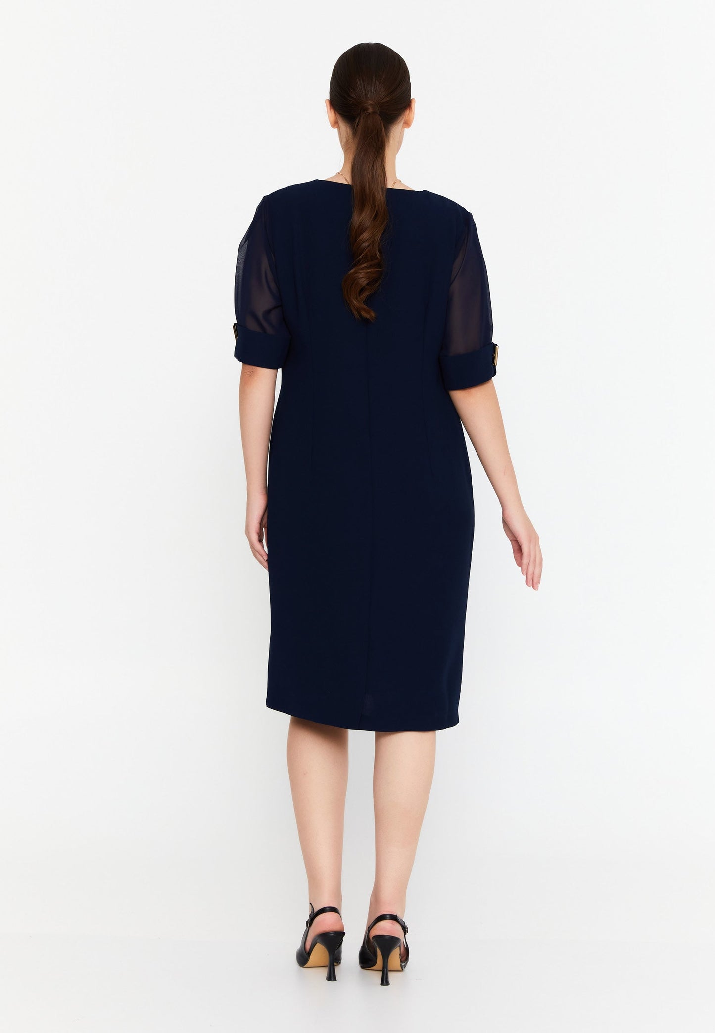 Mid-Length Midi Viscose Column Plus Size Casual Dress Navy - Unit Price: 48$