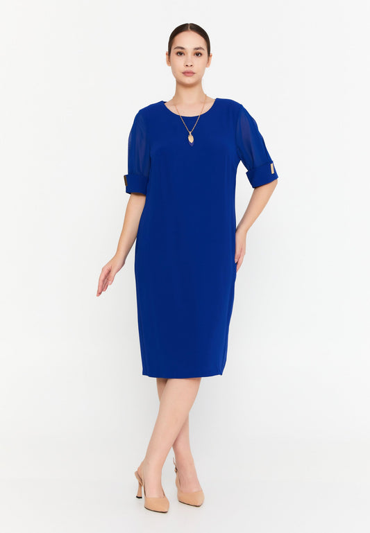 Mid-Length Midi Viscose Column Plus Size Casual Dress Saxe Blue - Unit Price: 48$