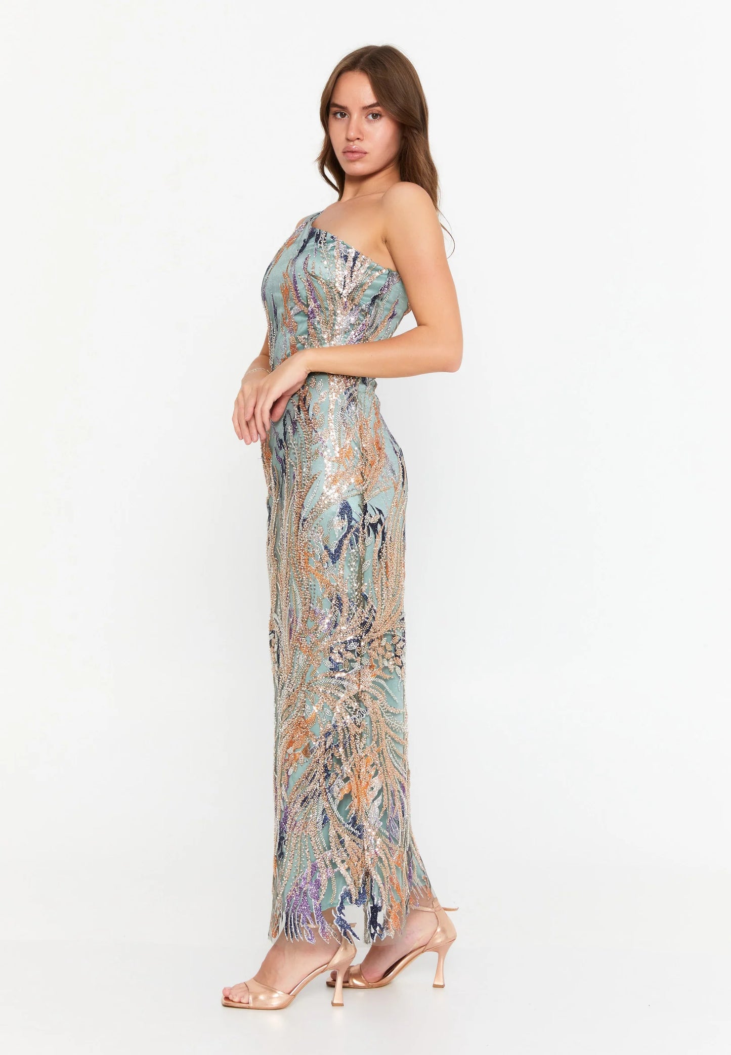 One Shoulder Maxi Tulle Column Regular Wedding Guest Dress Unit Price: $79.00