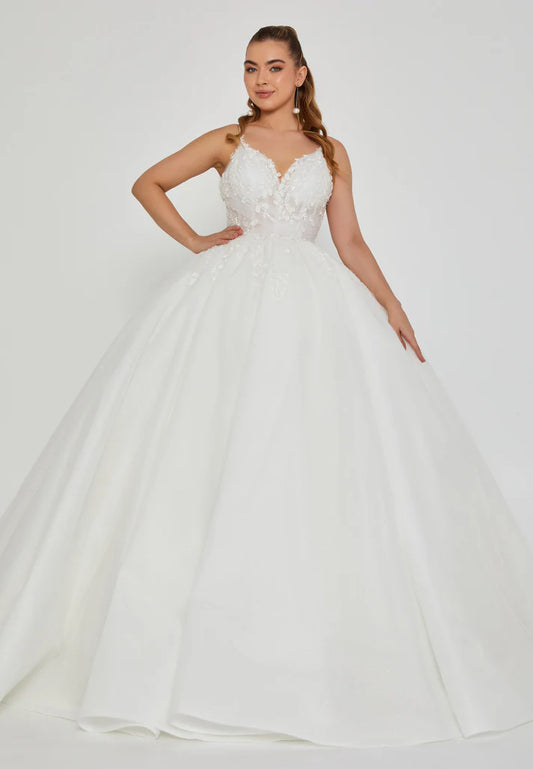 Sleeveless Maxi Tulle Regular Wedding Dress Off White - Unit Price: 354$