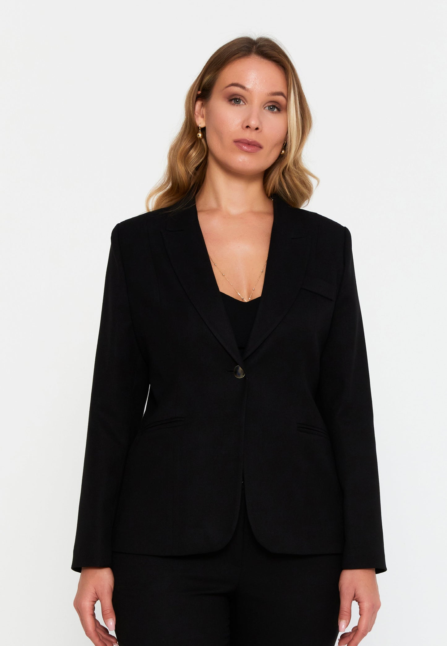 Long Sleeve Polyester Solid Color Plus Size Jacket Black - Unit Price: 33$