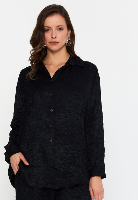 Long Sleeve Solid Color Regular Shirt Black - Unit Price: 45$