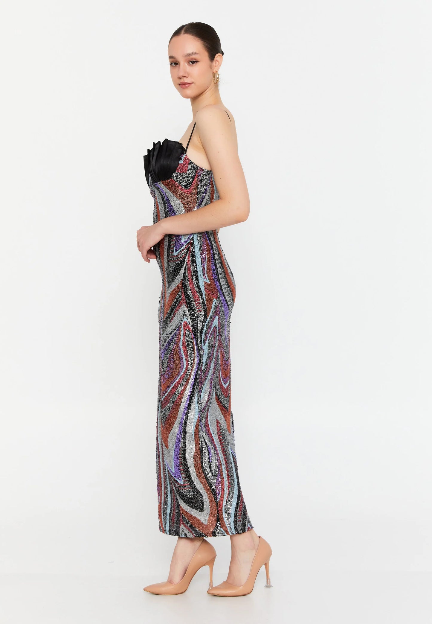 Sleeveless Midi Sequin Column Regular Wedding Guest Dress Unit Price: $84.00