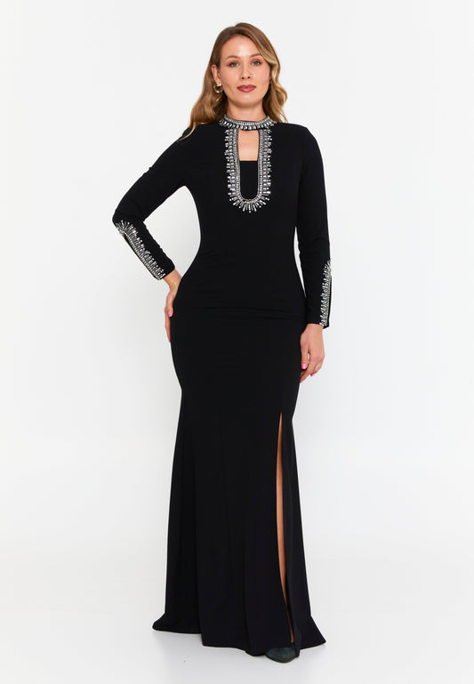 Long Sleeve Maxi Viscose Mermaid Plus Size Wedding Guest Dress Black - Unit Price: 130$