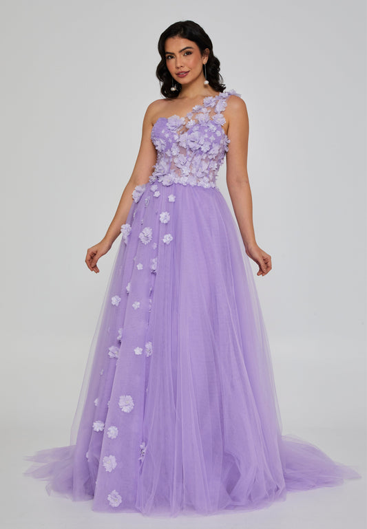 Strapless Maxi Tulle Regular Engagement Dress Lilac - Unit Price: 430$