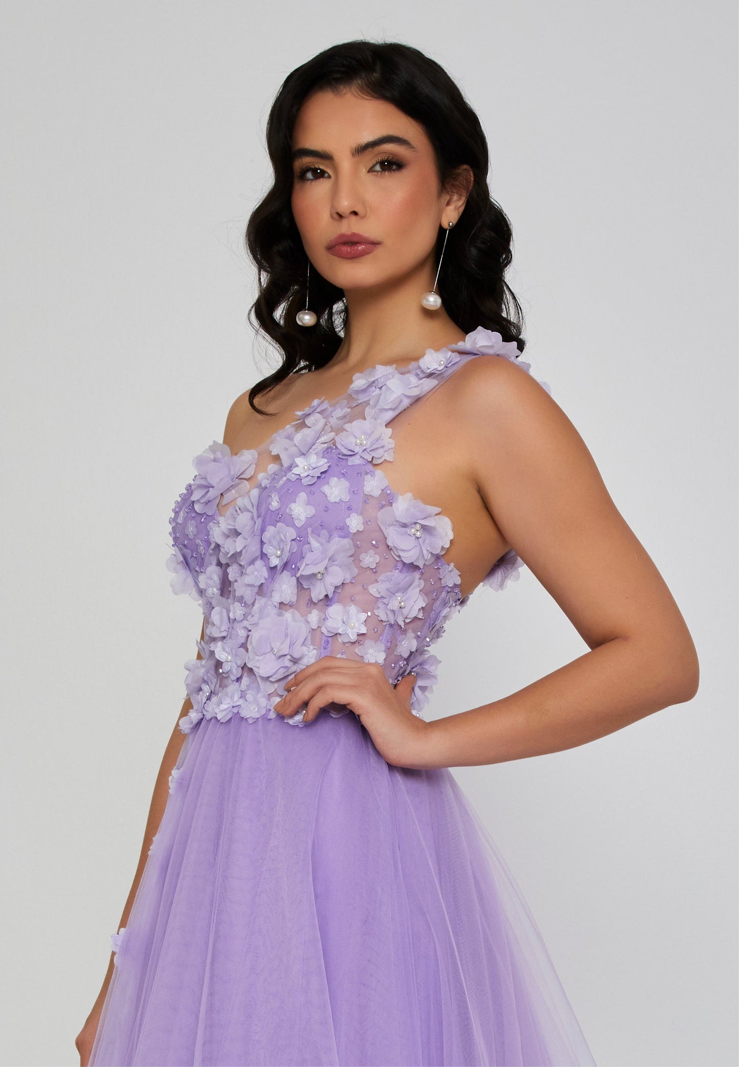 Strapless Maxi Tulle Regular Engagement Dress Lilac - Unit Price: 430$