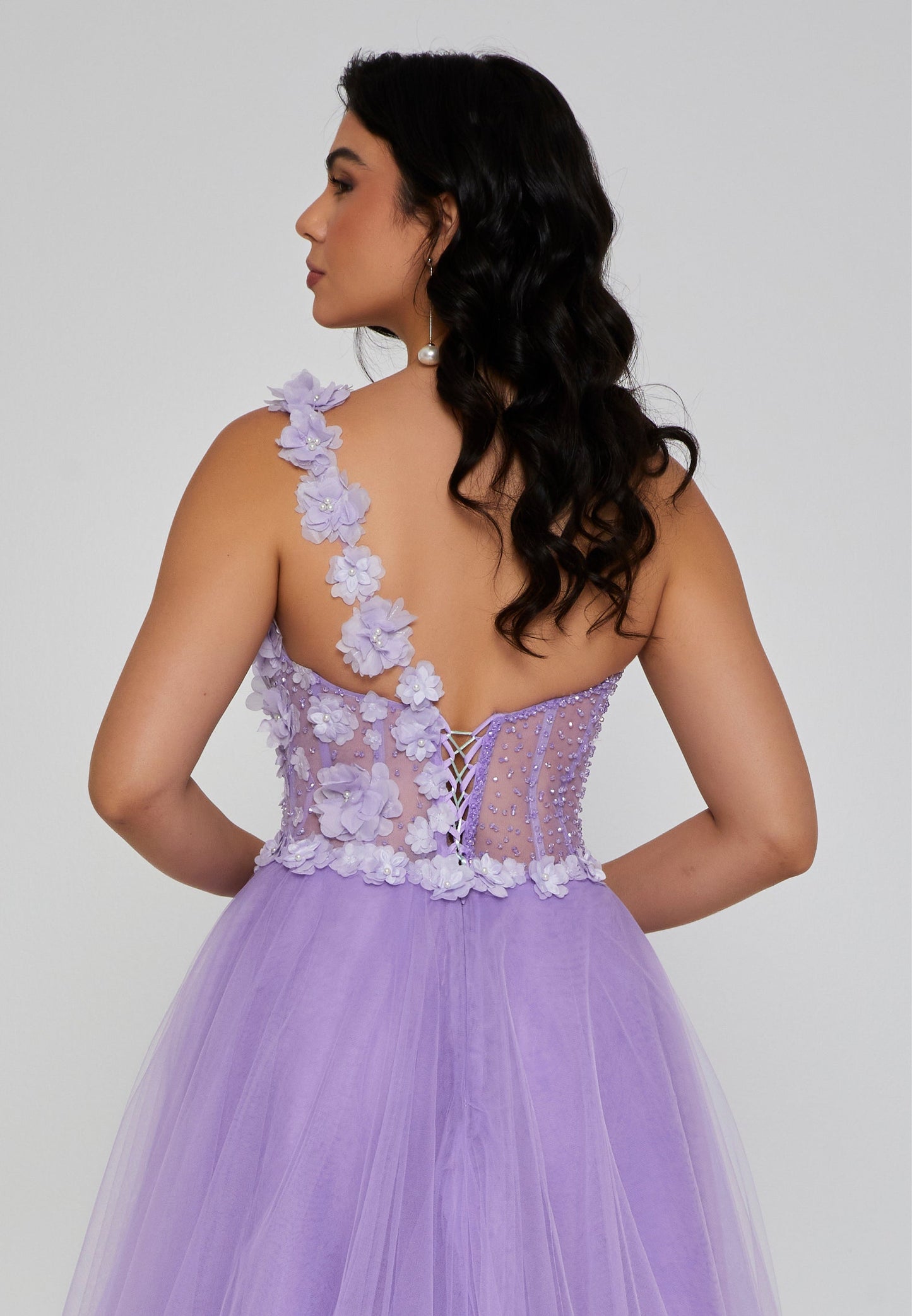 Strapless Maxi Tulle Regular Engagement Dress Lilac - Unit Price: 430$