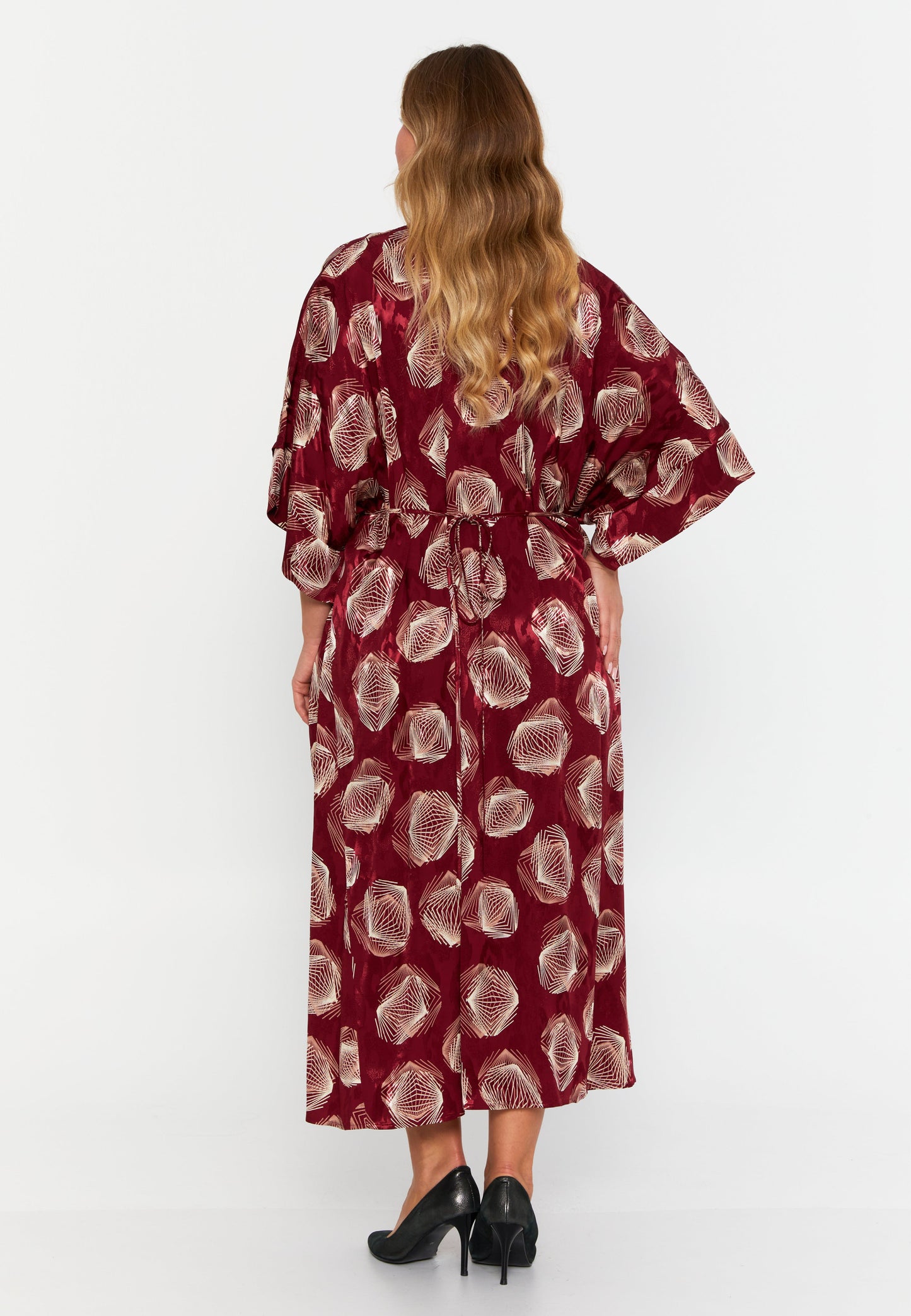 Mid-Length Midi Satin Column Plus Size Casual Dress Burgundy - Unit Price: 31$