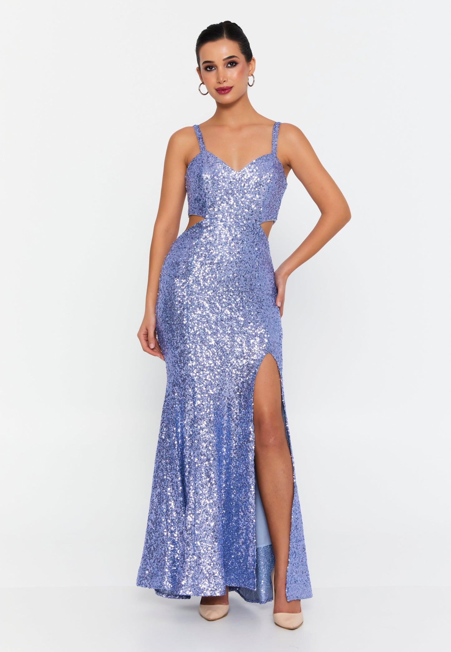 Sleeveless Maxi Sequin Mermaid Regular Wedding Guest Dress Indigo - Unit Price: 75$