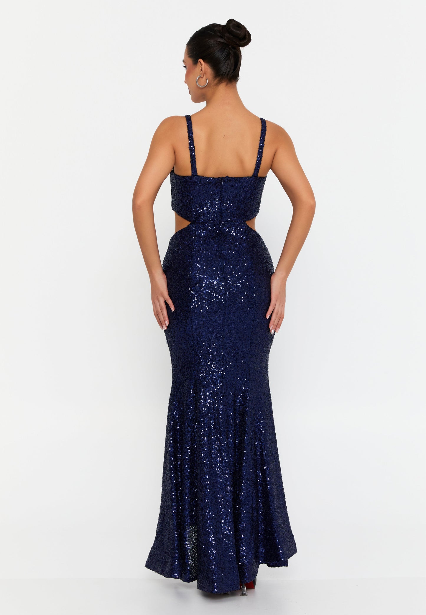 Sleeveless Maxi Sequin Mermaid Regular Wedding Guest Dress Navy - Unit Price: 75$